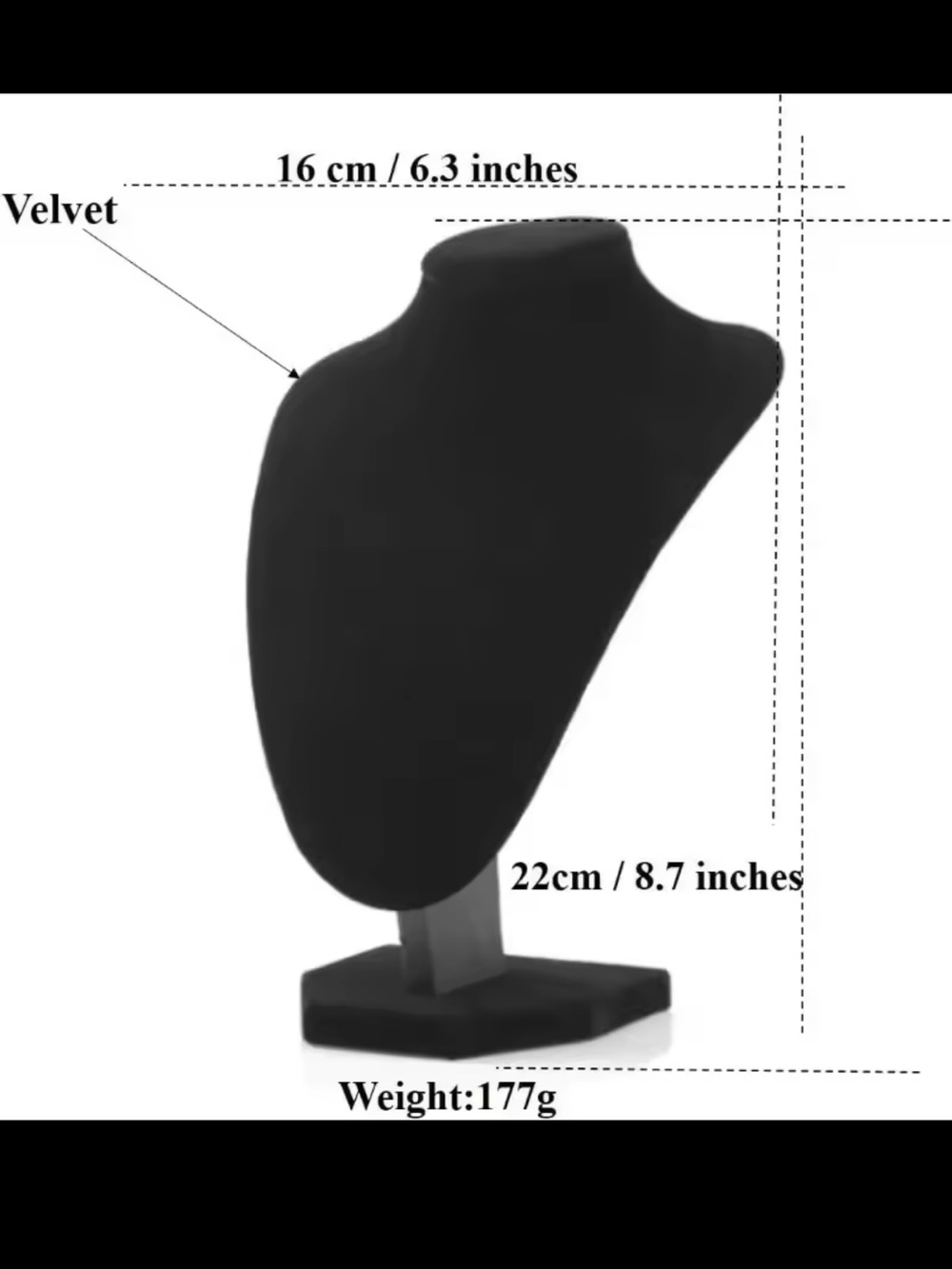 Brand new Velvet Necklace Display Bust in Black